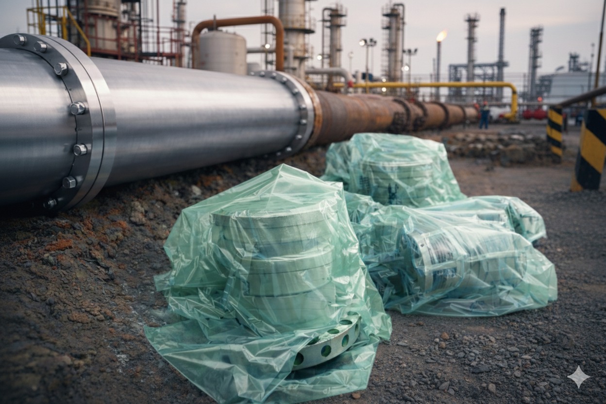 VCI-wrapped industrial equipment at oil & gas facility